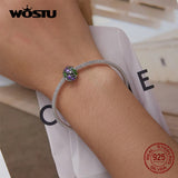 925 Silver Purple Tulip Flower Charm DIY Bracelet Bangle Jewelry