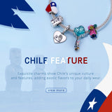 925 Silver Brazilian Chilean Flag Beads Charms Pendants DIY Jewelry