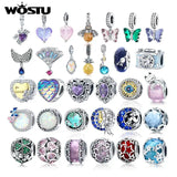 925 Silver Butterfly Bee Crystal CZ Charm Bead Pendant