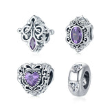 925 Silver Butterfly Bee Crystal CZ Charm Bead Pendant