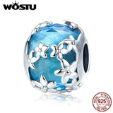 925 Silver Butterfly Bee Crystal CZ Charm Bead Pendant