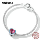 925 Silver Red Heart Charm Bead for DIY Mother's Jewelry