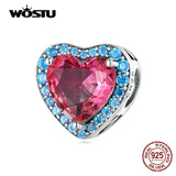925 Silver Red Heart Charm Bead for DIY Mother's Jewelry