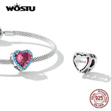 925 Silver Red Heart Charm Bead for DIY Mother's Jewelry