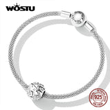 925 Silver Sun & Moon Charms Beaded Bracelet Bangle