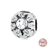 925 Silver Sun & Moon Charms Beaded Bracelet Bangle