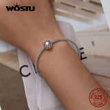 925 Silver Sun & Moon Charms Beaded Bracelet Bangle