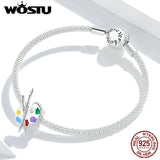 925 Silver Colorful Palette Charm for Women Bracelet DIY Jewelry