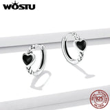 925 Silver Enamel Heart Hoop Earrings FNE456