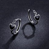 925 Silver Enamel Heart Hoop Earrings FNE456