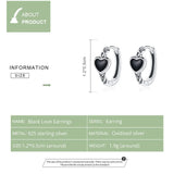 925 Silver Enamel Heart Hoop Earrings FNE456