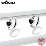 925 Silver Enamel Heart Hoop Earrings FNE456