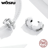 925 Silver CZ Cross Stopper Charms Beads for Bracelet Bangle CQC1497