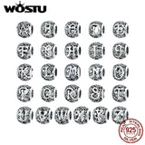 925 Sterling Silver DIY Letters Bead Charm Pendant Fit Bracelet Bangle