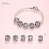 925 Sterling Silver DIY Letters Bead Charm Pendant Fit Bracelet Bangle