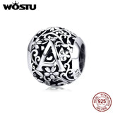 925 Sterling Silver DIY Letters Bead Charm Pendant Fit Bracelet Bangle