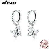 925 Silver Butterfly Hoop Earrings Clear Zircon Wedding Unique CQE833