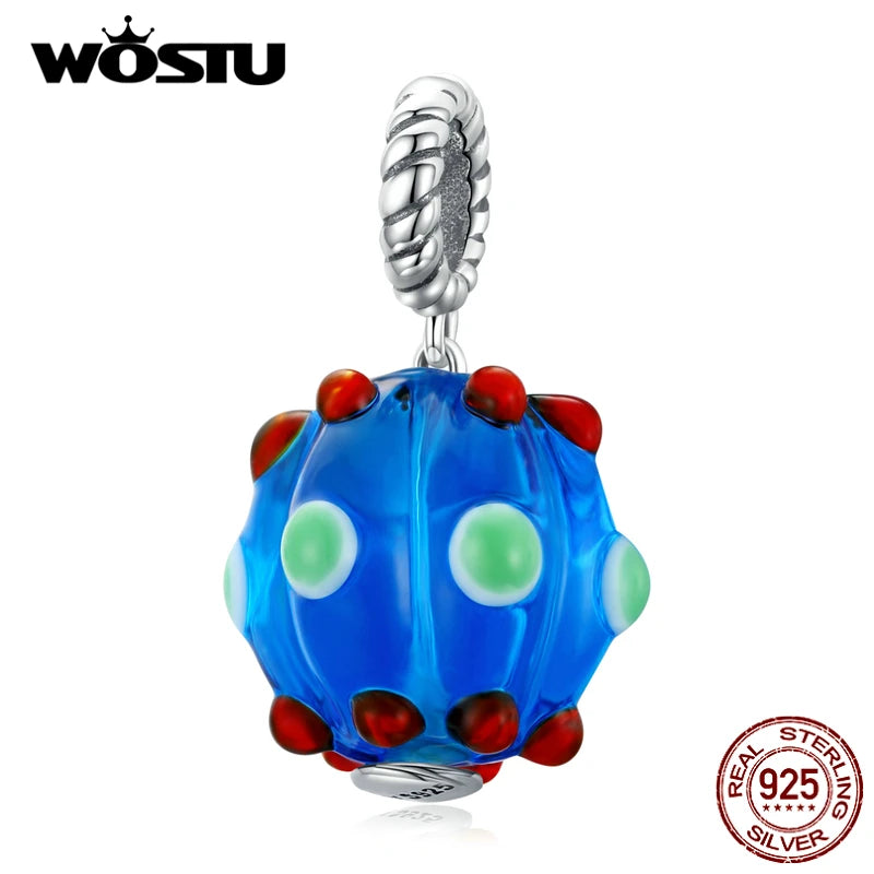 925 Sterling Silver Enamel Colorful Heart Bead Charm Pendant