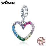 925 Sterling Silver Enamel Colorful Heart Bead Charm Pendant