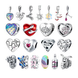 925 Silver Fish Scale Heart Charm Pendant for Bracelet DIY Jewelry Gift
