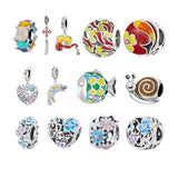 925 Silver Flowers Butterflies Beads Charms Pendants for Bracelets Bangle Women