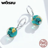 925 Silver Green Glass Drop Earrings Wedding Dangles CQE817