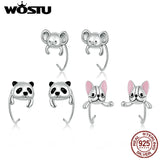 925 Sterling Silver Animal Stud Earrings Women Girls Flowers Jewelry Gift