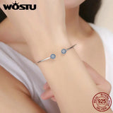 925 Silver Lucky Eyes CZ Cuff Bangle Bracelet Women Jewelry