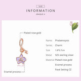 925 Silver Purple Phalaenopsis Flower Charm Beads for DIY Bracelet