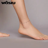 925 Silver Dangle Chain Anklet for Women CQT018