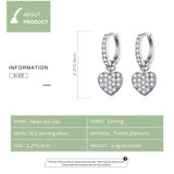 925 Silver Heart Drop Earrings Zirconia Dangles CQE821