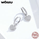 925 Silver Heart Drop Earrings Zirconia Dangles CQE821