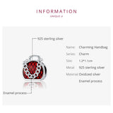 925 Silver Red Enamel Charm Bead for Bracelet Necklace Pendant