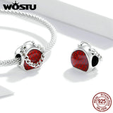 925 Silver Red Enamel Charm Bead for Bracelet Necklace Pendant