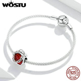 925 Silver Red Enamel Charm Bead for Bracelet Necklace Pendant