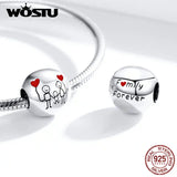 925 Sterling Silver Family Beads Charms, Heart Pendant Jewelry
