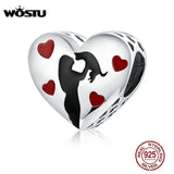 Sterling Silver Heart Charms Pet Love Beads Engraved Bracelet Jewelry