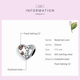 Mom Zircon Heart Charms 925 Sterling Silver Bracelet Necklace Jewelry