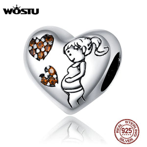 Mom Zircon Heart Charms 925 Sterling Silver Bracelet Necklace Jewelry