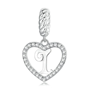 925 Silver Heart Letter Charms Pendent for Jewelry Making