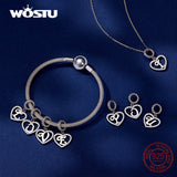 925 Silver Heart Letter Charms Pendent for Jewelry Making
