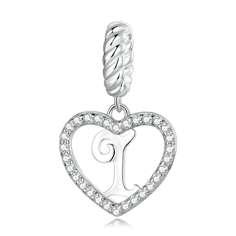 925 Silver Heart Letter Charms Pendent for Jewelry Making