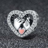 925 Sterling Silver Heart Beads Charms for Bracelet DIY Necklace