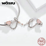 Heart Wings Arrow Safety Chain 925 Sterling Silver Beads Fit Bracelet Pendant