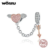 Heart Wings Arrow Safety Chain 925 Sterling Silver Beads Fit Bracelet Pendant