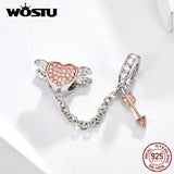Heart Wings Arrow Safety Chain 925 Sterling Silver Beads Fit Bracelet Pendant