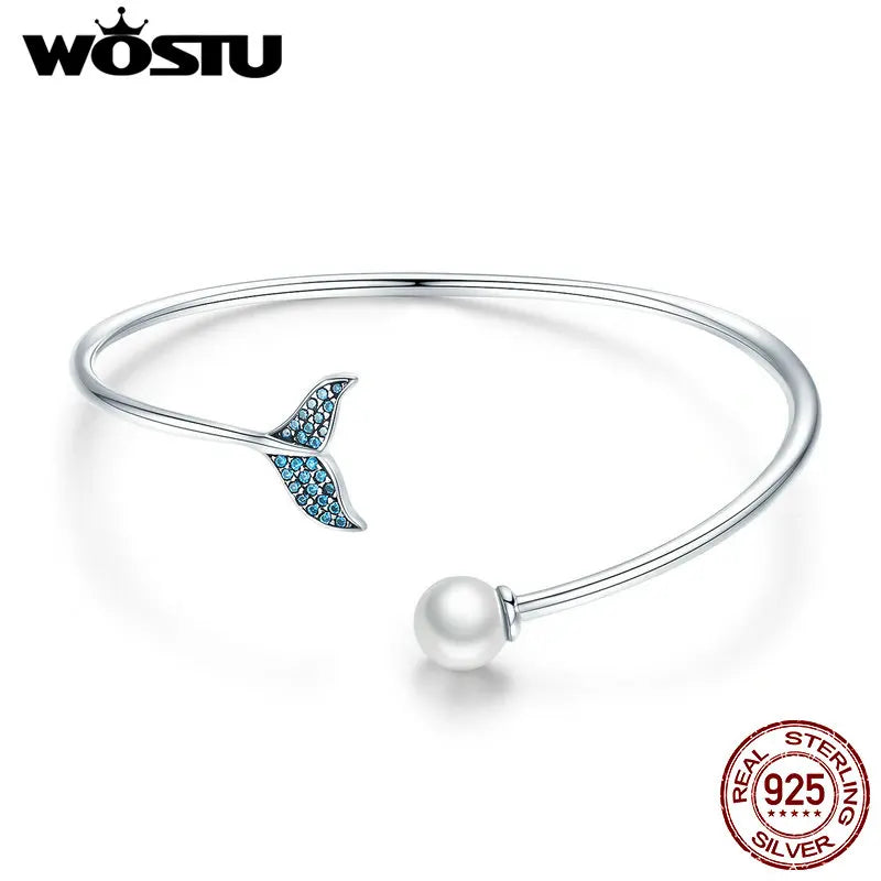 925 Sterling Silver Mermaid's Tear Pearls Friendship Bracelet