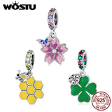 Sterling Silver Honeycomb Bee Charm Pendant for Bracelets Jewelry