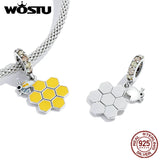 Sterling Silver Honeycomb Bee Charm Pendant for Bracelets Jewelry