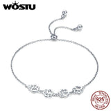 925 Sterling Silver Paw Trail Dog Animal Chain Bracelet Lucky Gift